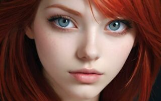AI girl with red hair wallpaper