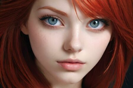AI girl with red hair wallpaper