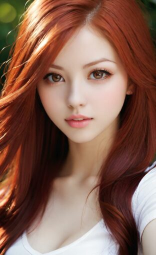 AI girl with red hair wallpaper