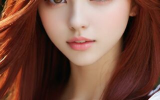 AI girl with red hair wallpaper