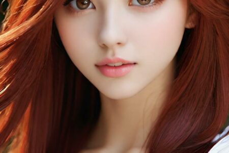 AI girl with red hair wallpaper