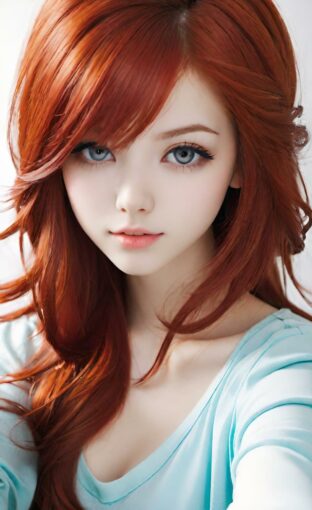 AI girl with red hair wallpaper