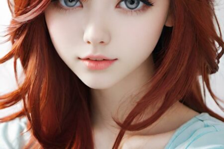 AI girl with red hair wallpaper