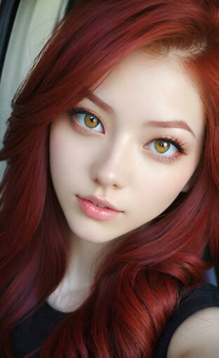 AI girl with red hair wallpaper