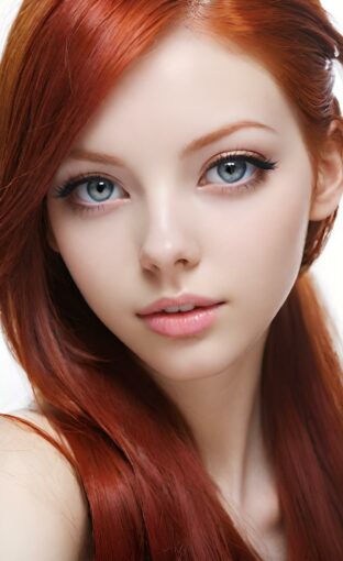 AI girl with red hair wallpaper