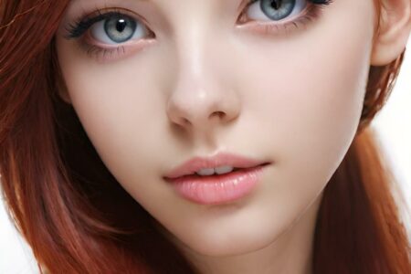 AI girl with red hair wallpaper