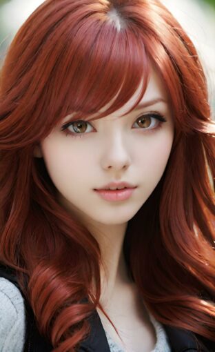 AI girl with red hair wallpaper
