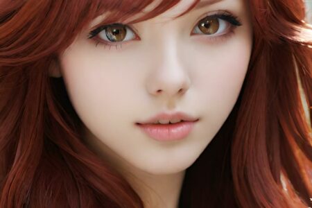 AI girl with red hair wallpaper