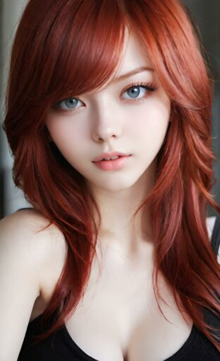 AI girl with red hair wallpaper