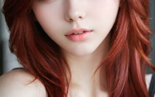 AI girl with red hair wallpaper