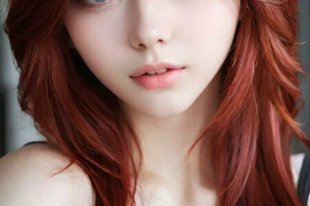AI girl with red hair wallpaper