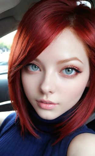 AI girl with red hair wallpaper