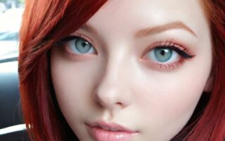 AI girl with red hair wallpaper