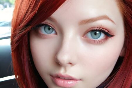 AI girl with red hair wallpaper