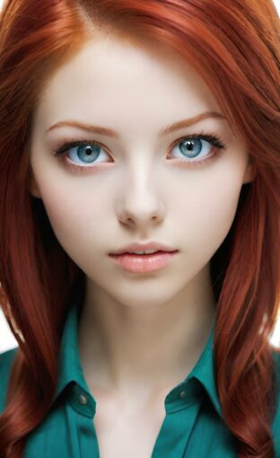 AI girl with red hair wallpaper
