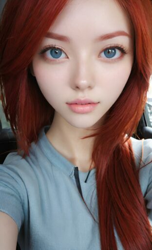 AI girl with red hair wallpaper