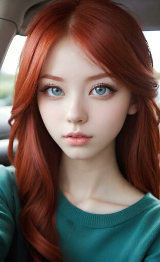 AI girl with red hair wallpaper