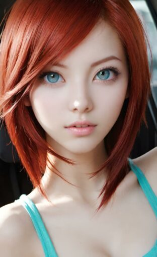 AI girl with red hair wallpaper