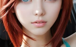 AI girl with red hair wallpaper