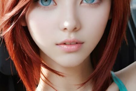 AI girl with red hair wallpaper