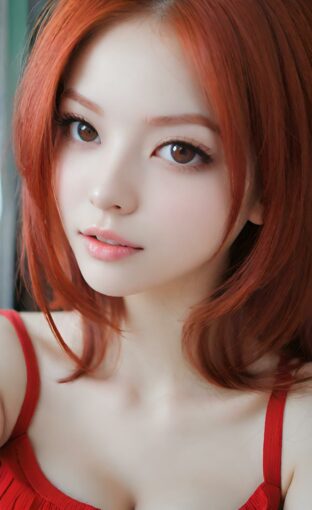 AI girl with red hair wallpaper