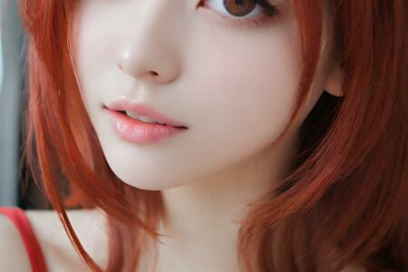 AI girl with red hair wallpaper