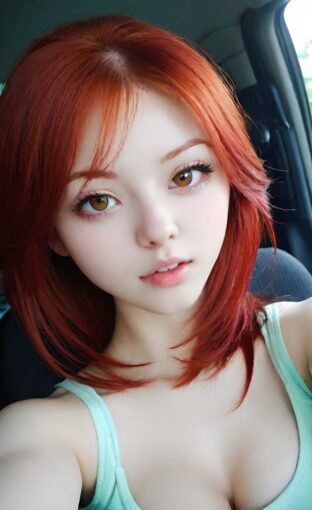 AI girl with red hair wallpaper