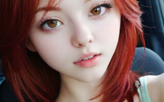 AI girl with red hair wallpaper