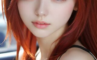 AI girl with red hair wallpaper