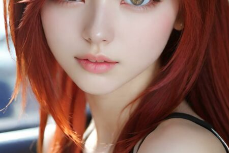 AI girl with red hair wallpaper