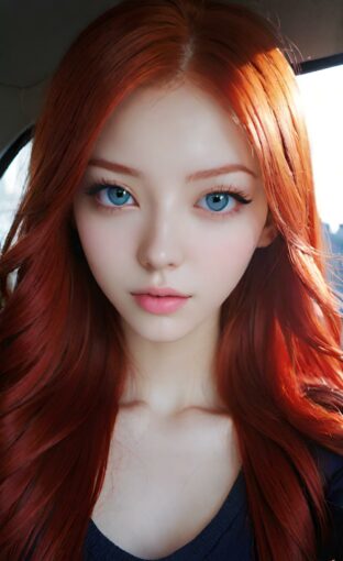 AI girl with red hair wallpaper