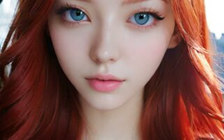 AI girl with red hair wallpaper