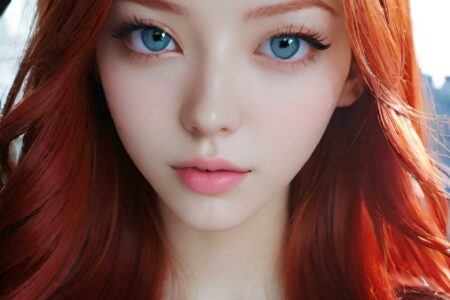 AI girl with red hair wallpaper