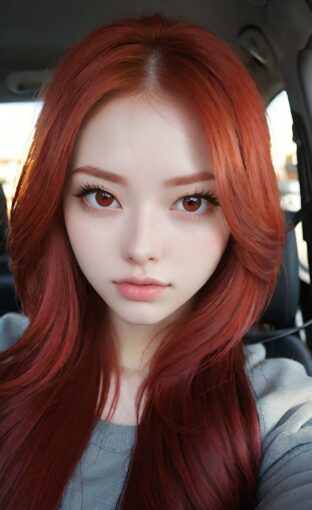 AI girl with red hair wallpaper