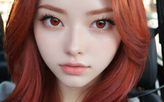 AI girl with red hair wallpaper
