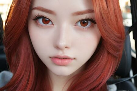 AI girl with red hair wallpaper