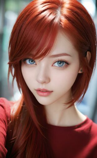 AI girl with red hair wallpaper