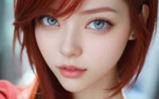 AI girl with red hair wallpaper
