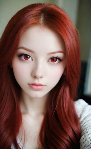 AI girl with red hair wallpaper