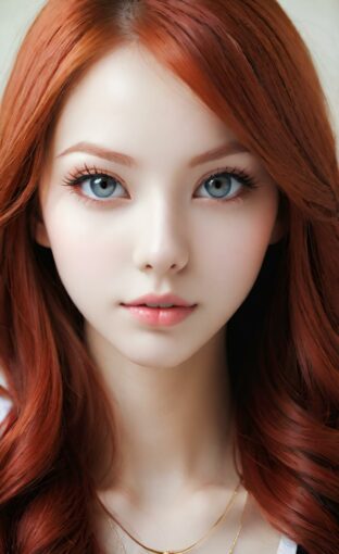 AI girl with red hair wallpaper