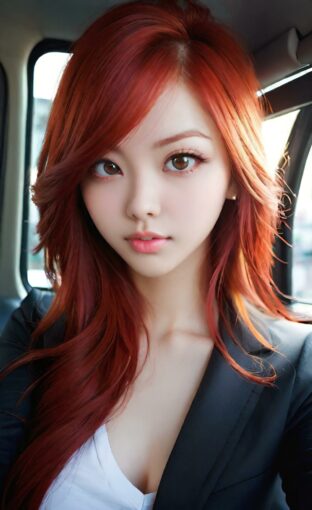 AI girl with red hair wallpaper