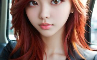 AI girl with red hair wallpaper