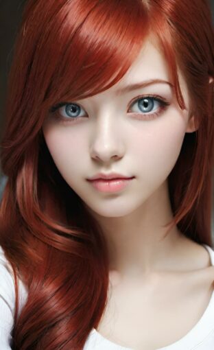 AI girl with red hair wallpaper