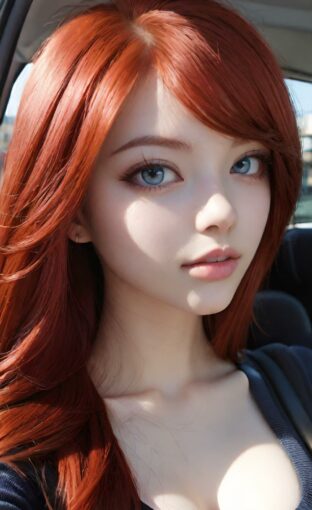 AI girl with red hair wallpaper