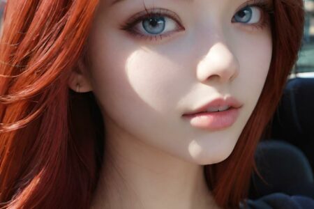AI girl with red hair wallpaper