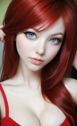 AI girl with red hair wallpaper