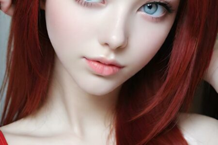 AI girl with red hair wallpaper