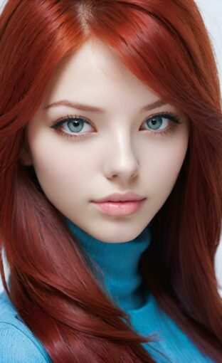 AI girl with red hair wallpaper