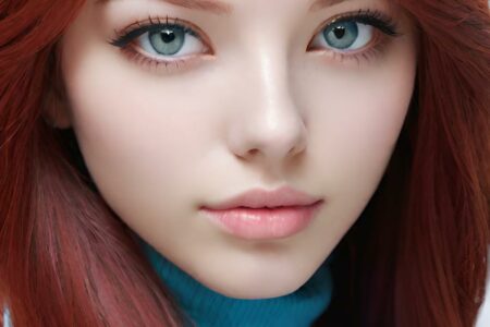 AI girl with red hair wallpaper