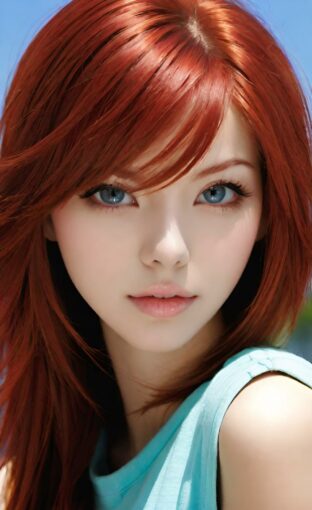 AI girl with red hair wallpaper